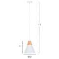 CEILING PENDANT LUMINAIRE FK4149 WHITE METAL CAP-WOOD DETAIL Φ22x115Hcm. CEILING PENDANT LUMINAIRE FK4149 WHITE METAL CAP-WOOD DETAIL Φ22x115Hcm.
