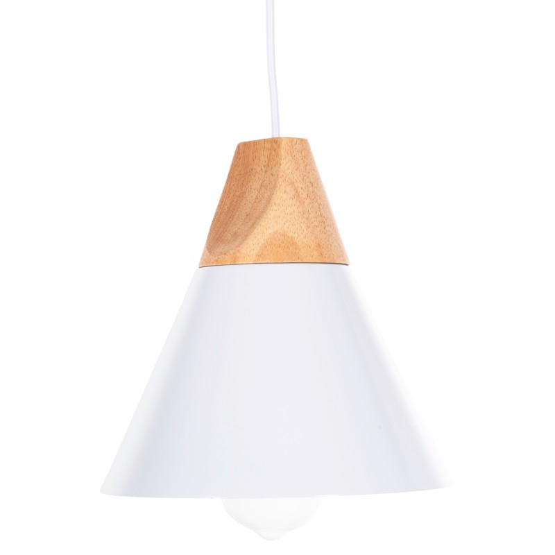 CEILING PENDANT LUMINAIRE FK4149 WHITE METAL CAP-WOOD DETAIL Φ22x115Hcm. CEILING PENDANT LUMINAIRE FK4149 WHITE METAL CAP-WOOD DETAIL Φ22x115Hcm.