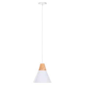 CEILING PENDANT LUMINAIRE FK4149 WHITE METAL CAP-WOOD DETAIL Φ22x115Hcm.