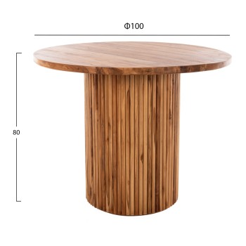 DINING TABLE DREMA1 FK9895 SOLID TEAK WOOD Φ100X80Hcm.- 3cm.TABLETOP