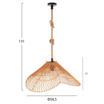 CEILING PENDANT LUMINAIRE SET FK11925.01 ROPE AND NATURAL RATTAN Φ58.5Χ131H cm. CEILING PENDANT LUMINAIRE SET FK11925.01 ROPE AND NATURAL RATTAN Φ58.5Χ131H cm.