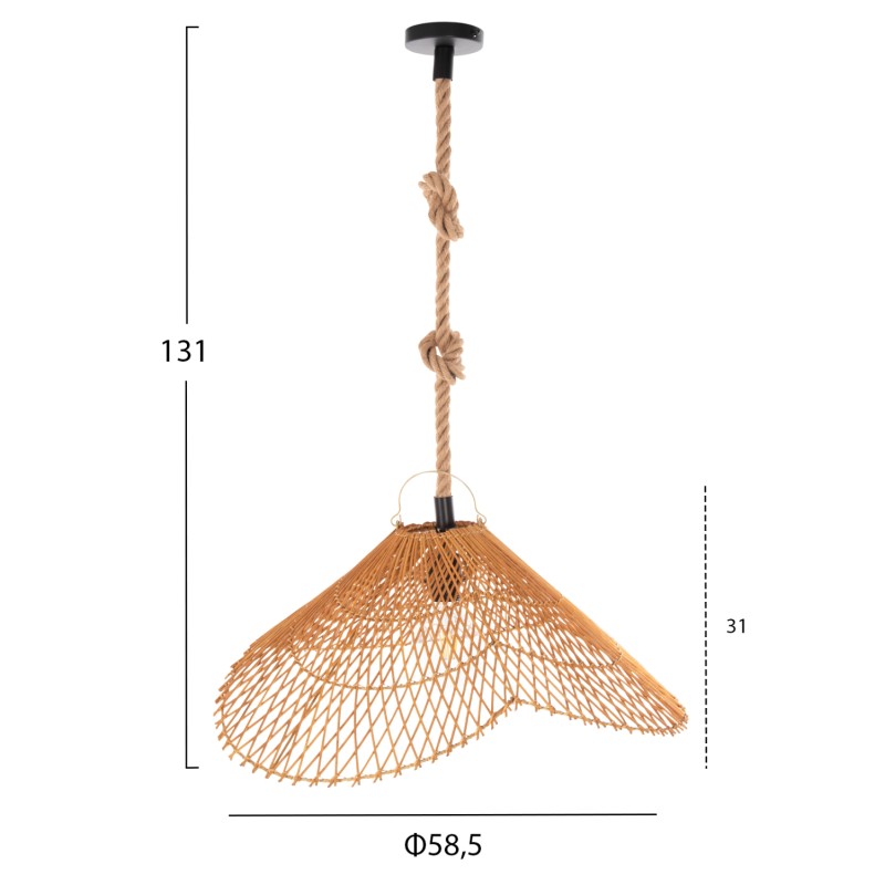 CEILING PENDANT LUMINAIRE SET FK11925.01 ROPE AND NATURAL RATTAN Φ58.5Χ131H cm. CEILING PENDANT LUMINAIRE SET FK11925.01 ROPE AND NATURAL RATTAN Φ58.5Χ131H cm.