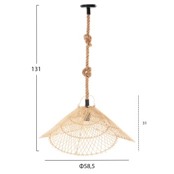 CEILING PENDANT LUMINAIRE SET FK11925.02 ROPE AND NATURAL RATTAN Φ58.5Χ131H cm. CEILING PENDANT LUMINAIRE SET FK11925.02 ROPE AND NATURAL RATTAN Φ58.5Χ131H cm.