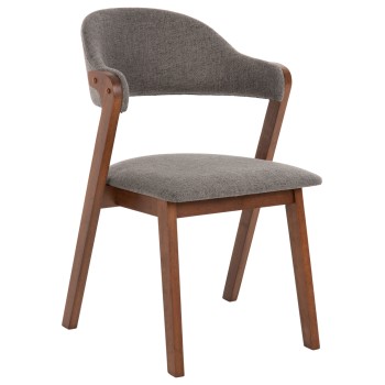 DINING CHAIR RIDER FK9734.01 RUBBERWOOD IN WALNUT COLOR-GREY FABRIC 59x59x83Hcm.