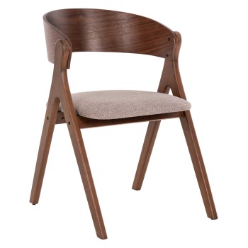DINING CHAIR NEKKER FK9739.01 RUBBERWOOD IN WALNUT COLOR-BEIGE FABRIC SEAT 56x55x78Hcm.