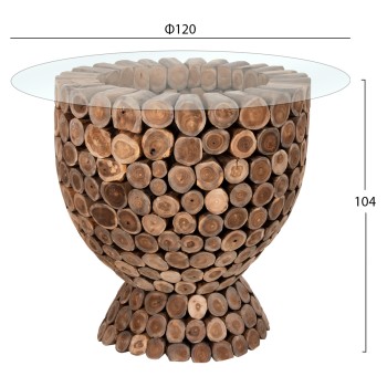 BAR TABLE ROUND LEEROY FK9806 TEAK WOOD PIECES Φ120x104Hcm.