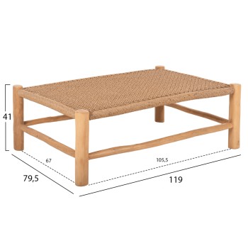 COFFEE TABLE LONDER FK5985 TEAK WOOD-SYNTHETIC RATTAN-NATURAL 119x79.5x41FK.