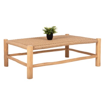 COFFEE TABLE LONDER FK5985 TEAK WOOD-SYNTHETIC RATTAN-NATURAL 119x79.5x41FK.
