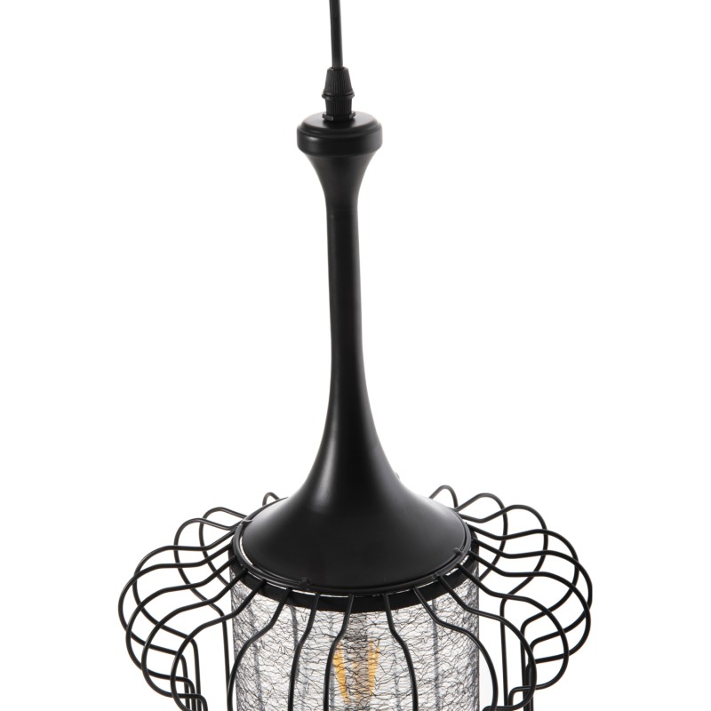 CEILING PENDANT LAMP FK4087 BLACK METAL-WHITE FABRIC Φ24x130Hcm. CEILING PENDANT LAMP FK4087 BLACK METAL-WHITE FABRIC Φ24x130Hcm.