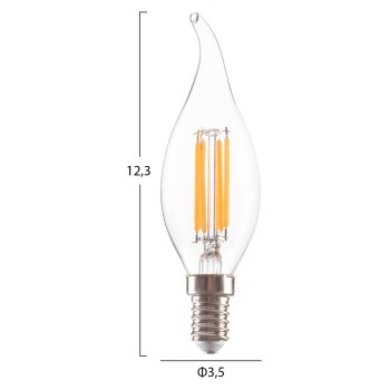 LIGHT BULB FK4047.01 FLAME STYLE LED FILAMENT 6W E14 3000K CLEAR DIMMABLE LIGHT BULB FK4047.01 FLAME STYLE LED FILAMENT 6W E14 3000K CLEAR DIMMABLE