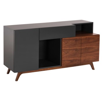 BUFFET PREDA FK9747 MDF WITH WALNUT & DARK GREY VENEER COLOR 167x28-40x80Hcm.