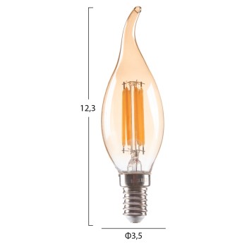 LIGHT BULB FK4047.02 FLAME STYLE LED FILAMENT 6W E14 3000K GOLD DIMMABLE LIGHT BULB FK4047.02 FLAME STYLE LED FILAMENT 6W E14 3000K GOLD DIMMABLE