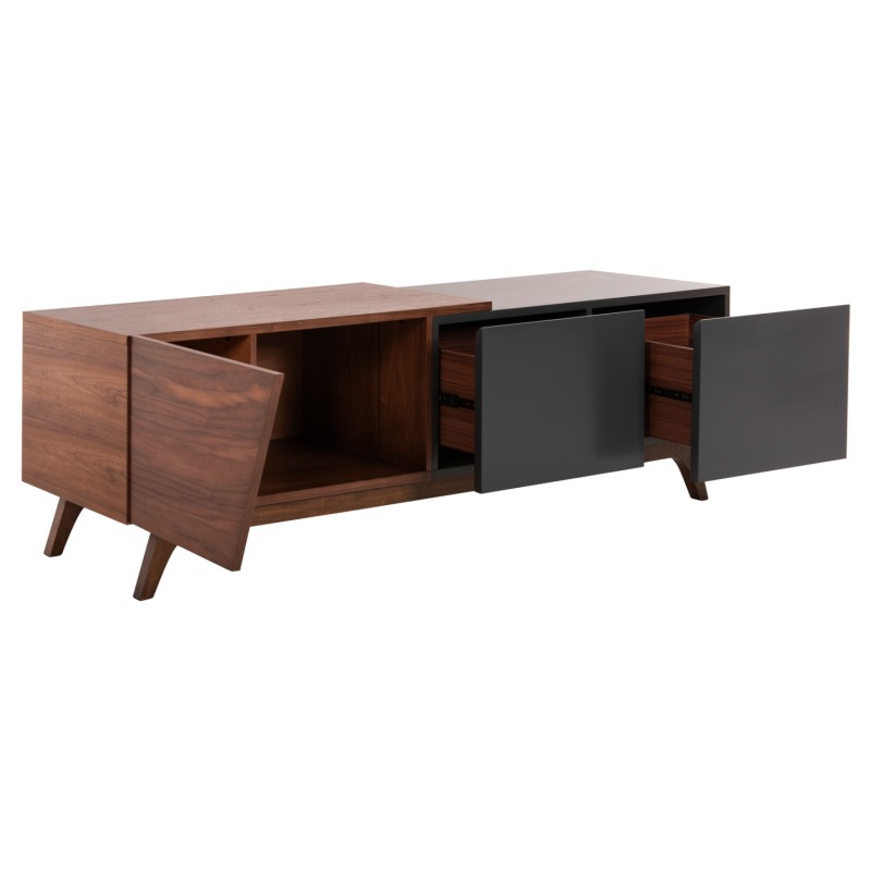 TV CABINET HUDSON FK9748 MDF WITH WALNUT VENEER IN WALNUT AND DAREK GREY COLOR 180x40x50Hcm. TV CABINET HUDSON FK9748 MDF WITH WALNUT VENEER IN WALNUT AND DAREK GREY COLOR 180x40x50Hcm.