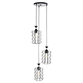CEILING PENDANT LUMINAIRE FK4089 3-LIGHT BLACK METAL CAPS Φ34x128Hcm.