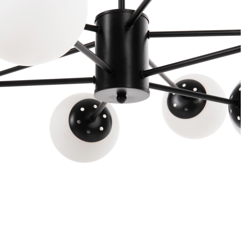 CEILING PENDANT MULTI-LIGHT FK4170 BLACK METAL WHITE GLASS Φ90x97,5Hcm. CEILING PENDANT MULTI-LIGHT FK4170 BLACK METAL WHITE GLASS Φ90x97,5Hcm.