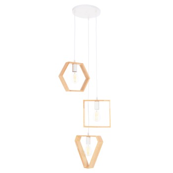 CEILING PENDANT LUMINAIRE FK4072 3-LIGHT WOODEN GEOMETRICAL SHAPES