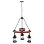 CEILING PENDANT 3-LIGHT FIXTURE FK4115 WOOD-METAL-GLASS 115H cm.