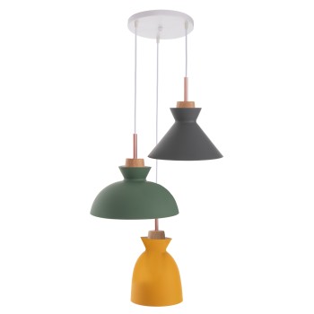 CEILING PENDANT FIXTURE FK4141 3-LIGHT METAL-WOOD 3 COLORS 105H cm.