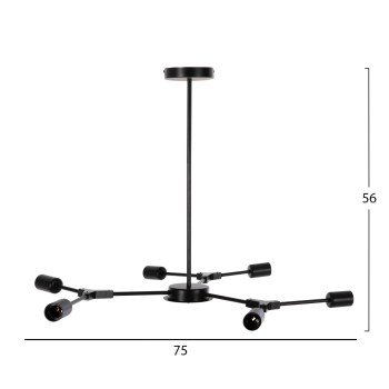 CEILING PENDANT 6-LIGHT FIXTURE FK4125 BLACK METAL 75x75x75Hcm. CEILING PENDANT 6-LIGHT FIXTURE FK4125 BLACK METAL 75x75x75Hcm.