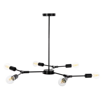 CEILING PENDANT 6-LIGHT FIXTURE FK4125 BLACK METAL 75x75x75Hcm.