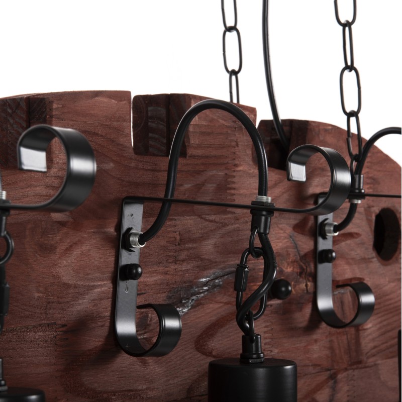 CEILING PENDANT 6-LIGHT FK4118 WOODEN FISH-BLACK METAL-GLASS 95x35x116H cm. CEILING PENDANT 6-LIGHT FK4118 WOODEN FISH-BLACK METAL-GLASS 95x35x116H cm.