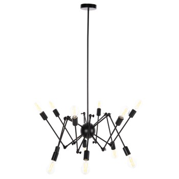 CEILING PENDANT 12-LIGHT FK4167 BLACK METAL ARTICULATED ARMS Φ92x120Hcm.