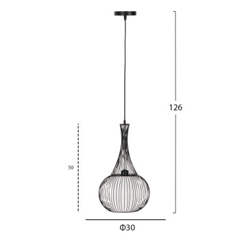 CEILING PENDANT LAMP FK4132 BLACK METAL Φ30x50H cm. CEILING PENDANT LAMP FK4132 BLACK METAL Φ30x50H cm.