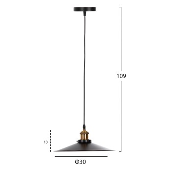 CEILING PENDANT LAMP FK4162 BLACK METAL-GOLD DETAIL ON TOP Φ30x109Hcm. CEILING PENDANT LAMP FK4162 BLACK METAL-GOLD DETAIL ON TOP Φ30x109Hcm.