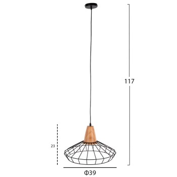 CEILING PENDANT LAMP FK4160 BLACK METAL-WOOD Φ39x117Hcm. CEILING PENDANT LAMP FK4160 BLACK METAL-WOOD Φ39x117Hcm.
