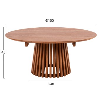 COFFEE TABLE ROUND FRANTZ FK9523.11 SOLID MINDI WOOD-NATURAL Φ100X45Hcm.