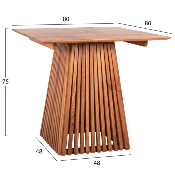 DINING TABLE SQUARE FRANTZ FK9458.11 SOLID MINDI WOOD 80x80x75Hcm.