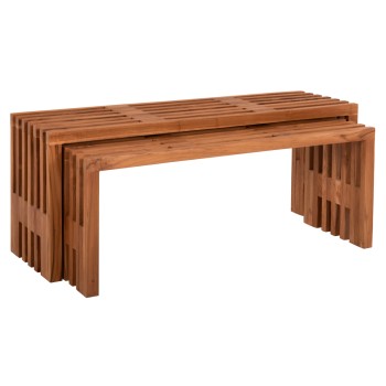 COFFEE TABLES 2PCS SET NYA FK9828 SOLID TEAK WOOD IN NATURAL 110x30x46Hcm.