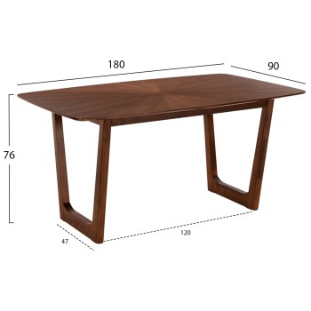 DINING TABLE RECTANGULAR RINER FK9745 MDF WITH WALNUT SUNBURST VENEER 180x90x76Hcm.