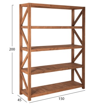 BOOKCASE KITAKU FK9798 RECYCLED TEAK IN NATURAL 150x45x200Hcm.