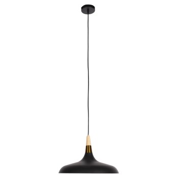 CEILING PENDANT LAMP FK4080 BLACK METAL-WOODEN DETAIL ON TOP 35x35x112H cm.