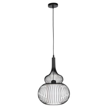 CEILING PENDANT LAMP FK4185 BLACK METAL-WHITE CLOTH Φ30x115H cm.
