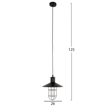 CEILING PENDANT LAMP FK4119 BLACK METAL-GLASS Φ26x125Hcm. CEILING PENDANT LAMP FK4119 BLACK METAL-GLASS Φ26x125Hcm.