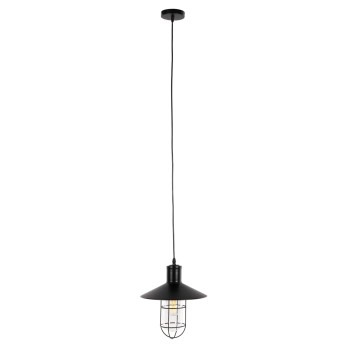 CEILING PENDANT LAMP FK4119 BLACK METAL-GLASS Φ26x125Hcm.