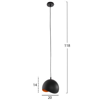 CEILING PENDANT LAMP FK4165.01 METAL SPHERE-BLACK & ORANGE Φ20x118Hcm. CEILING PENDANT LAMP FK4165.01 METAL SPHERE-BLACK & ORANGE Φ20x118Hcm.