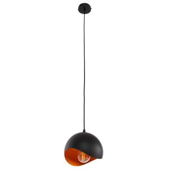 CEILING PENDANT LAMP FK4165.01 METAL SPHERE-BLACK & ORANGE Φ20x118Hcm.