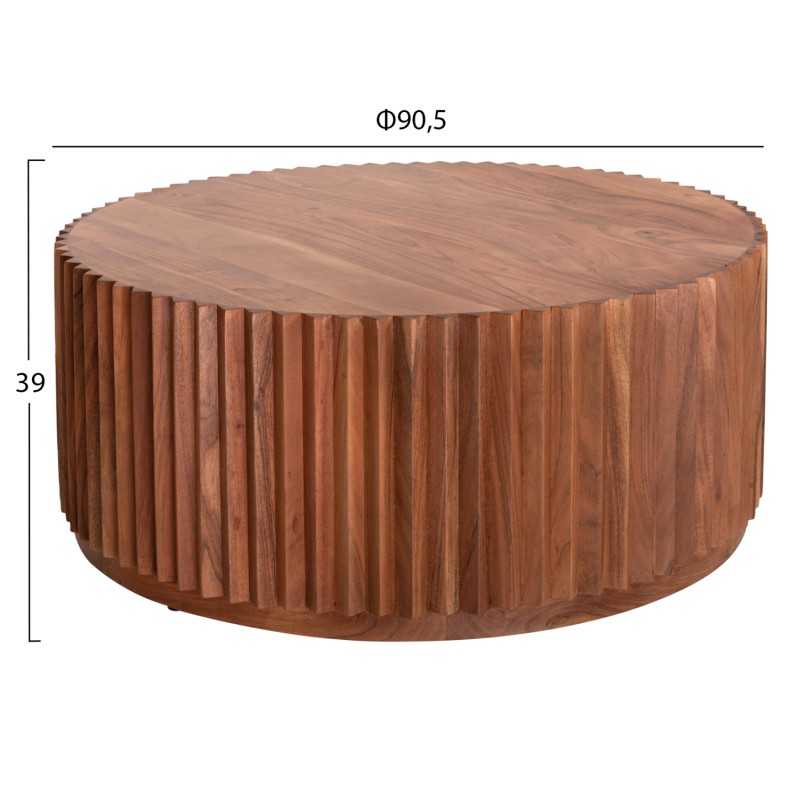 COFFEE TABLE ROUND SEDGE FK9695 SOLID ACACIA WOOD-NATURAL COLOR Φ90Χ38Hcm.