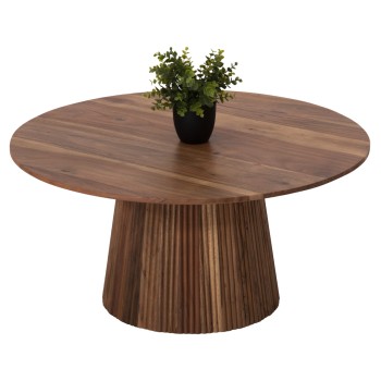 COFFEE TABLE ROUND GROOT FK9697 SOLID ACACIA WOOD IN NATURAL COLOR Φ80x48Hcm.