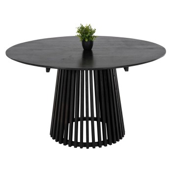 DINING TABLE ROUND FRANTZ FK9457.12 SOLID MINDI WOOD IN BLACK Φ150x75Hcm.