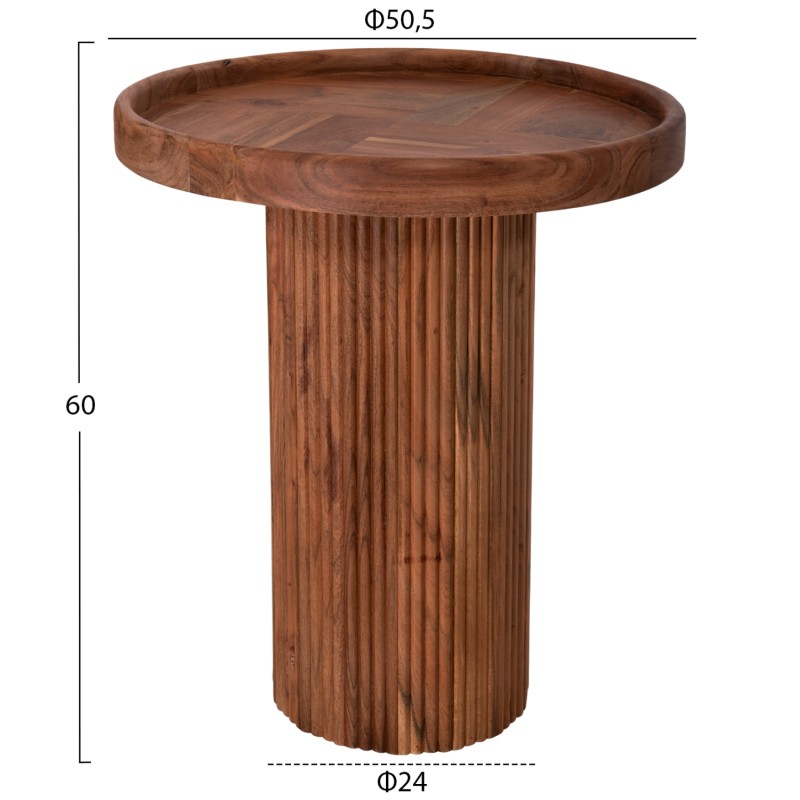 COFFEE TABLE ROUND RAJJEH FK9692 SOLID ACACIA WOOD IN NATURAL Φ50x60Hcm.