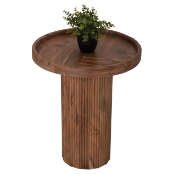 COFFEE TABLE ROUND RAJJEH FK9692 SOLID ACACIA WOOD IN NATURAL Φ50x60Hcm.