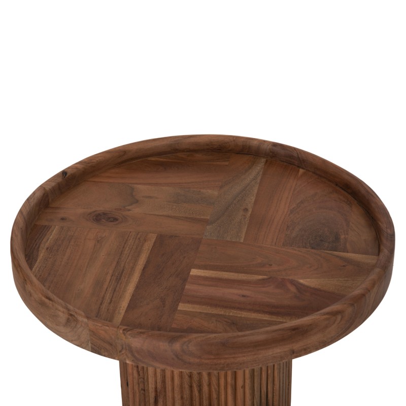 COFFEE TABLE ROUND RAJJEH FK9692 SOLID ACACIA WOOD IN NATURAL Φ50x60Hcm.