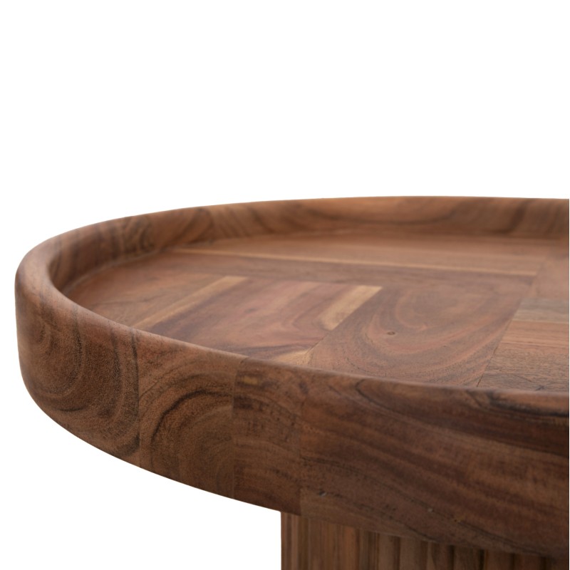 COFFEE TABLE ROUND RAJJEH FK9692 SOLID ACACIA WOOD IN NATURAL Φ50x60Hcm.