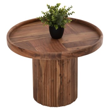 COFFEE TABLE ROUND RAJJEH FK9693 SOLID ACACIA WOOD IN NATURAL COLOR Φ60x45Hcm.