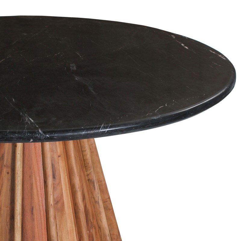 DINING TABLE ROUND DRAXX FK9688 SOLID ACACIA WOOD-BLACK MARBLE TOP Φ150x76Hcm. DINING TABLE ROUND DRAXX FK9688 SOLID ACACIA WOOD-BLACK MARBLE TOP Φ150x76Hcm.