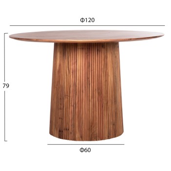 DINING TABLE ROUND GROOT FK9684 SOLID ACACIA WOOD IN NATURAL D120x79Hcm.